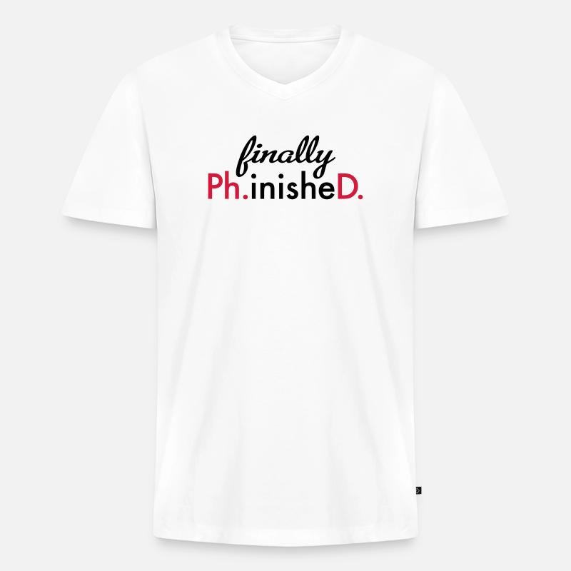 Doktortitel - Männer Premium Bio T-Shirt mit V-Ausschnitt - Weiß