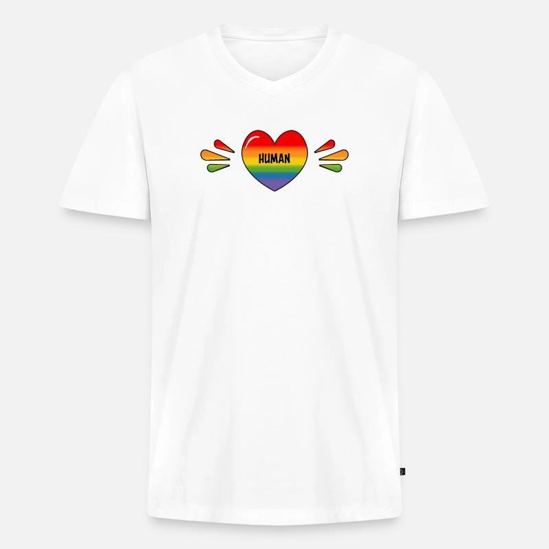 Regenbogen Schwuler Mensch - Männer Premium Bio T-Shirt mit V-Ausschnitt - Weiß