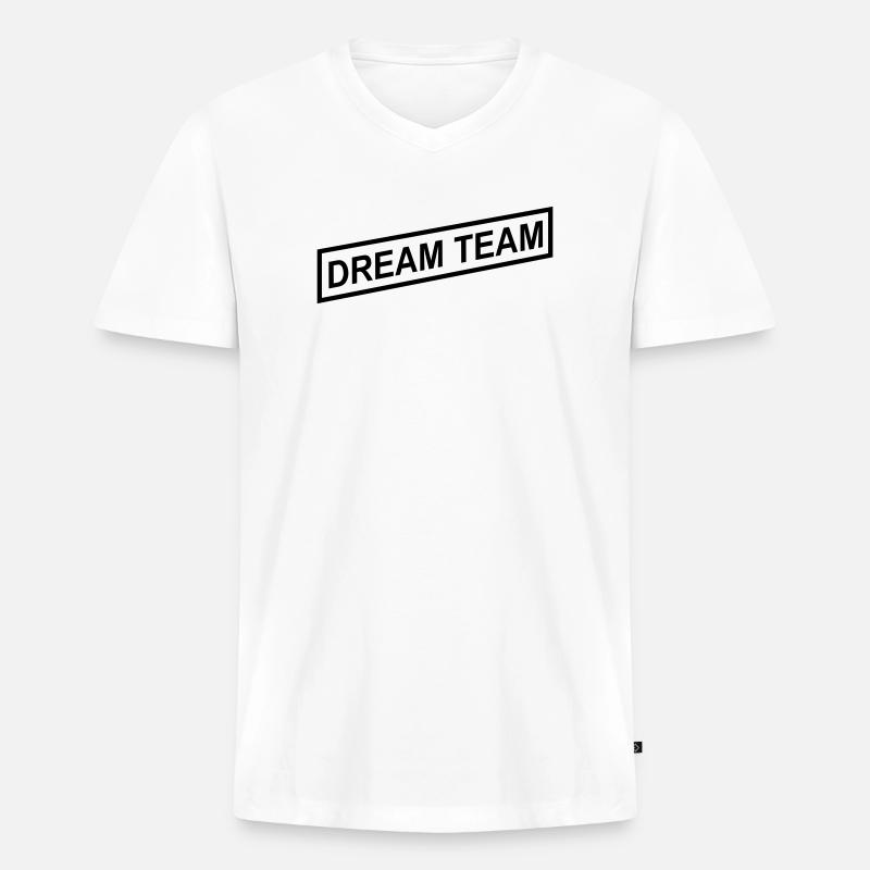 Dream Team - Männer Premium Bio T-Shirt mit V-Ausschnitt - Weiß