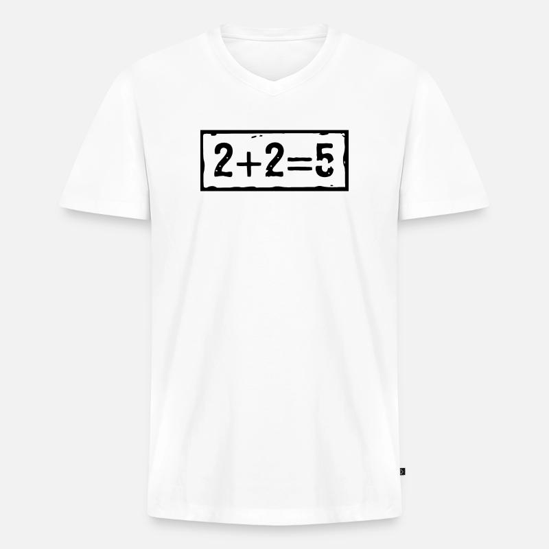 2 plus 2 ergibt 5 - Männer Premium Bio T-Shirt mit V-Ausschnitt - Weiß