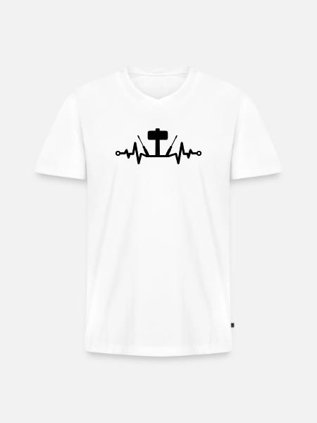 Tool Heartbeat – Hammer and Screwdriver - Men's Premium Organic T-shirt with V-neck - white