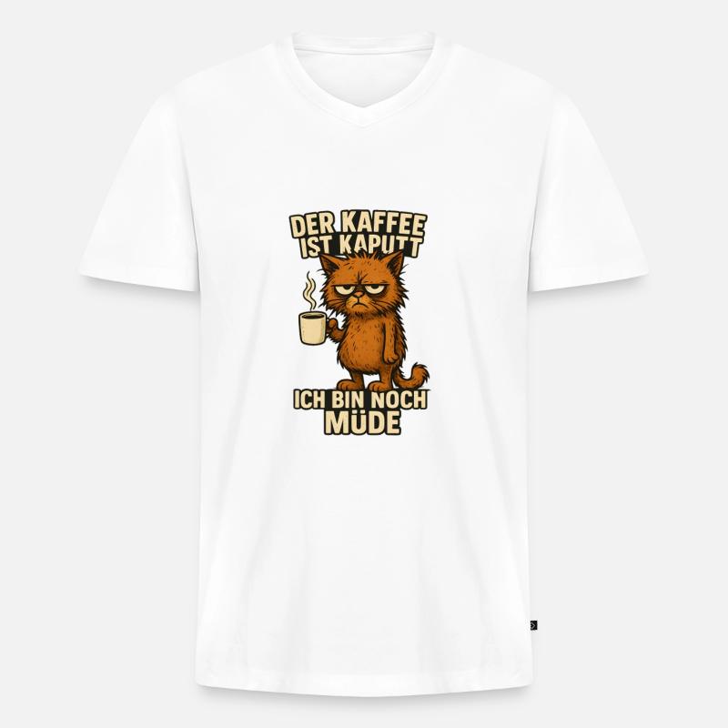 Ich bin müde Kaffee Spruch - Männer Premium Bio T-Shirt mit V-Ausschnitt - Weiß
