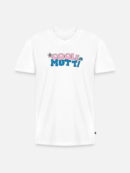 Coole Mutti - Männer Premium Bio T-Shirt mit V-Ausschnitt - Weiß