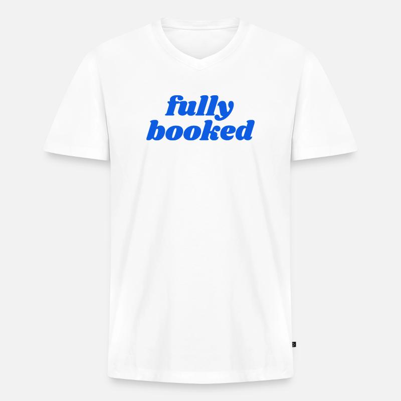 fully booked - Männer Premium Bio T-Shirt mit V-Ausschnitt - Weiß