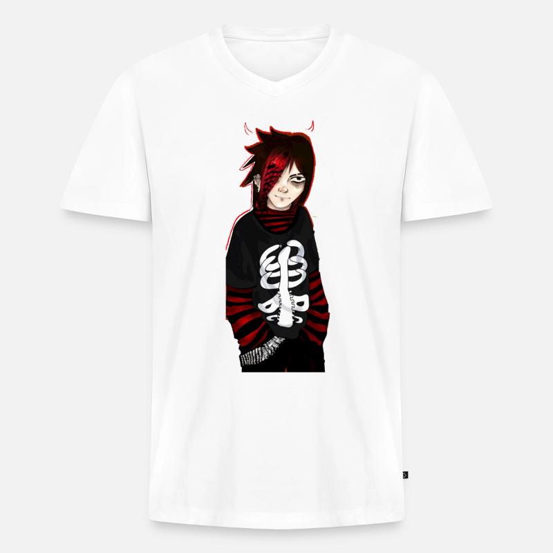 punk emo devil girl - Männer Premium Bio T-Shirt mit V-Ausschnitt - Weiß