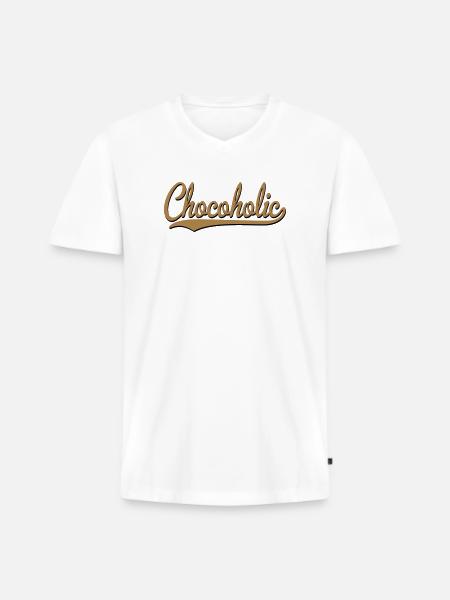 2541614 15352890 chocolate - Men's Premium Organic T-shirt with V-neck - white