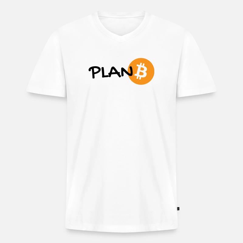 plan B - bitcoin Plan Bitcoin - Hoodl  - Männer Premium Bio T-Shirt mit V-Ausschnitt - Weiß