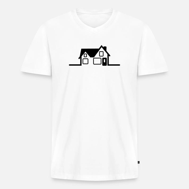 Logo des Hauses - Männer Premium Bio T-Shirt mit V-Ausschnitt - Weiß