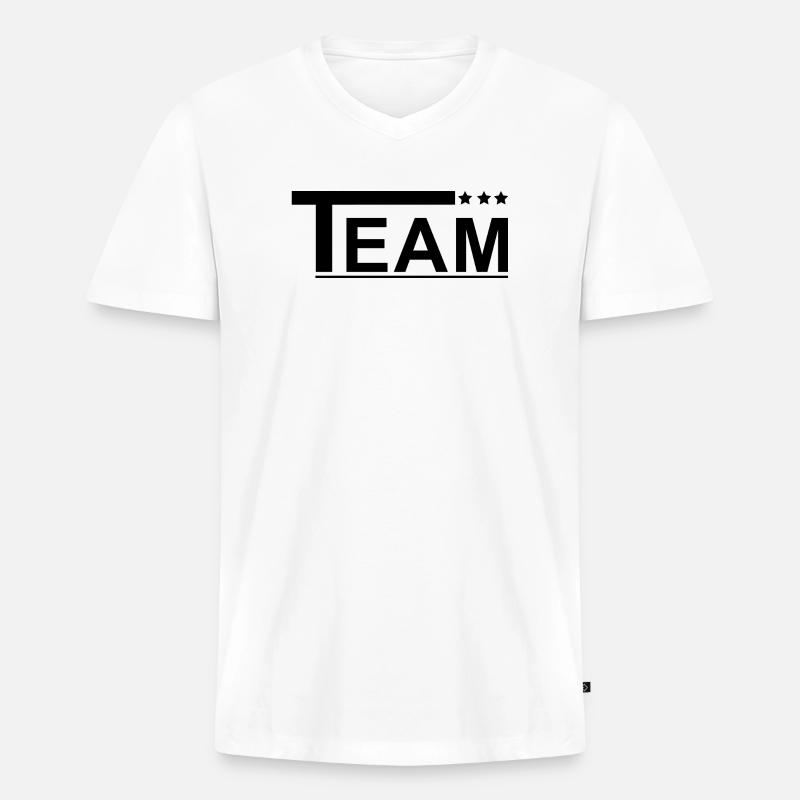 Team mit Sternen schwarz - Männer Premium Bio T-Shirt mit V-Ausschnitt - Weiß