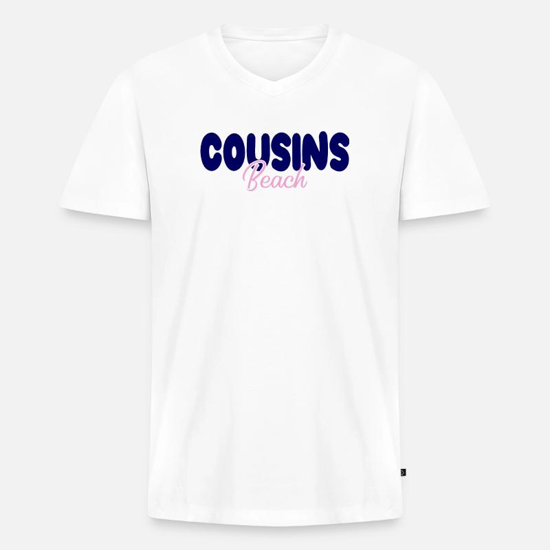 Cousins Beach – Bold & Soft - Männer Premium Bio T-Shirt mit V-Ausschnitt - Weiß