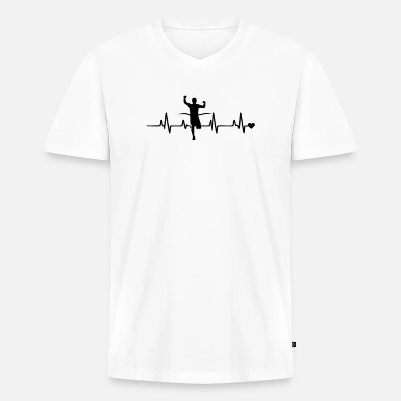 läufer - Männer Premium Bio T-Shirt mit V-Ausschnitt - Weiß