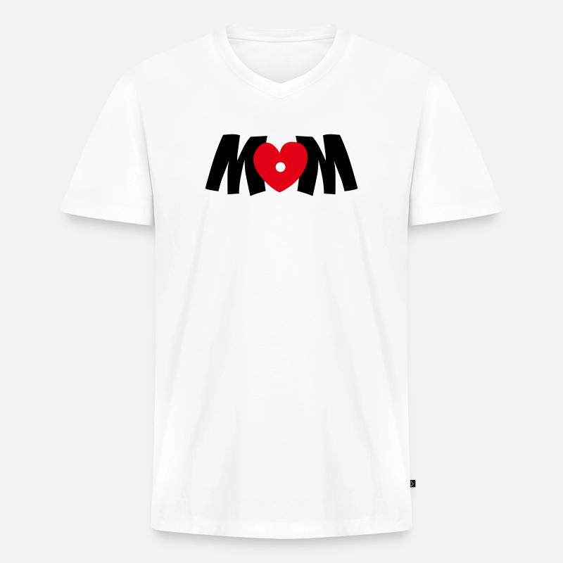 Mama Herz - Männer Premium Bio T-Shirt mit V-Ausschnitt - Weiß