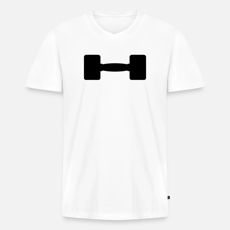 Hantel - Männer Premium Bio T-Shirt mit V-Ausschnitt - Weiß