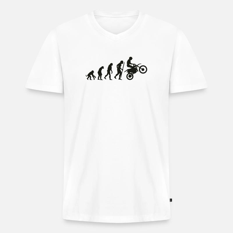 Evolution motorcycling - Männer Premium Bio T-Shirt mit V-Ausschnitt - Weiß