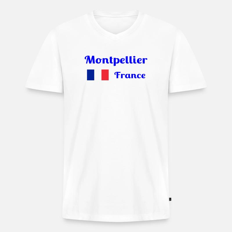 Montpellier, Frankreich - Stilvolle Drucke - Männer Premium Bio T-Shirt mit V-Ausschnitt - Weiß