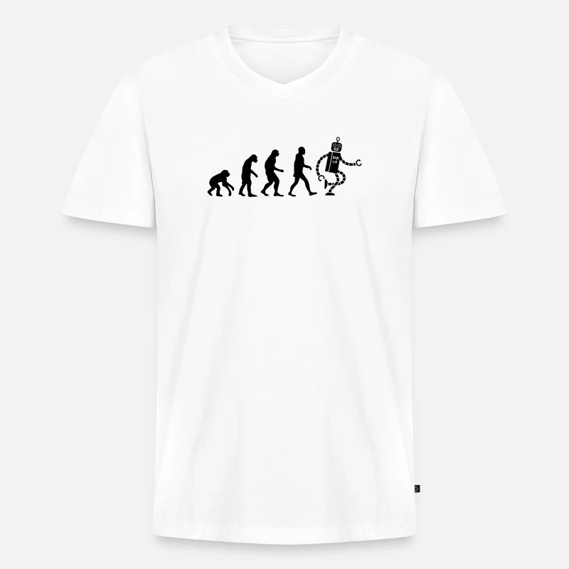evolution robot - Men's Premium Organic T-shirt with V-neck - white