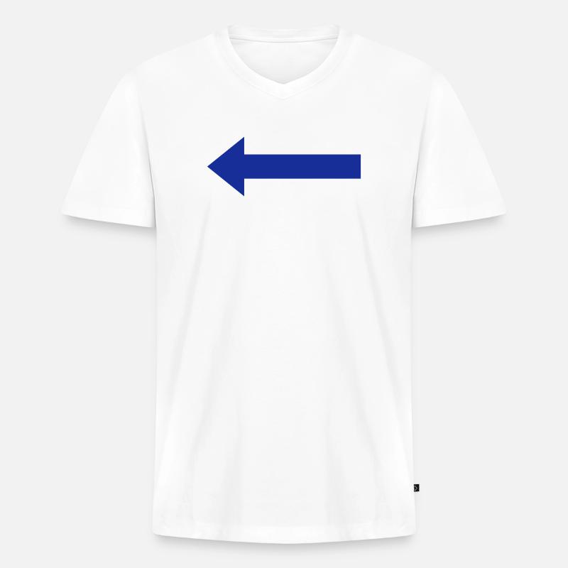 Blauer Pfeil nach links - Männer Premium Bio T-Shirt mit V-Ausschnitt - Weiß