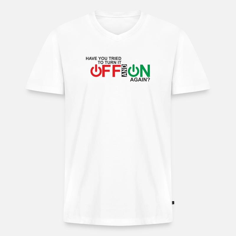 Lebendiges Design der Ein-/Aus-Taste - Männer Premium Bio T-Shirt mit V-Ausschnitt - Weiß
