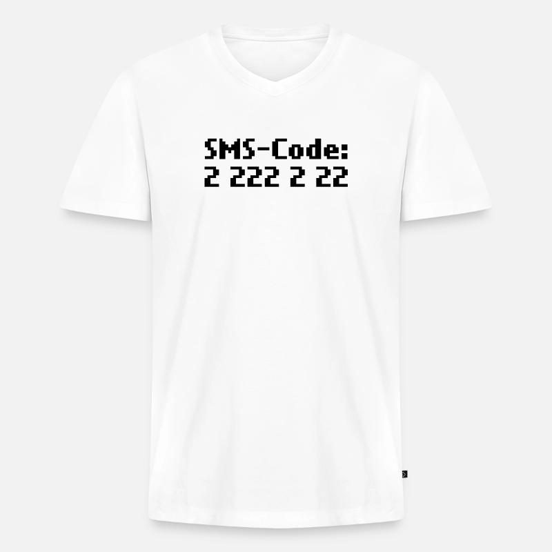 sms-code 2 222 2 22 - Männer Premium Bio T-Shirt mit V-Ausschnitt - Weiß