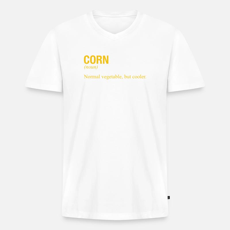 CORN - Männer Premium Bio T-Shirt mit V-Ausschnitt - Weiß