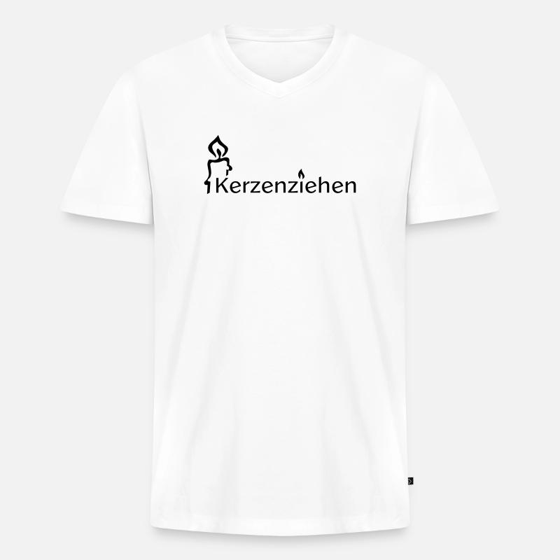 Kerzenziehen - Männer Premium Bio T-Shirt mit V-Ausschnitt - Weiß