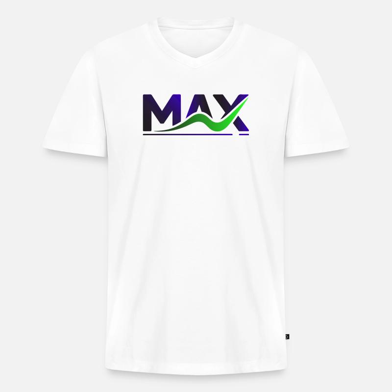 MAX Wave Gradient Logo Tee - Männer Premium Bio T-Shirt mit V-Ausschnitt - Weiß