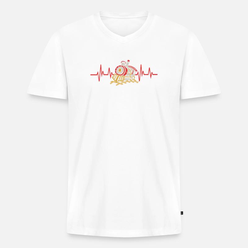 Modelleisenbahn Modellbau Modellbauer - Männer Premium Bio T-Shirt mit V-Ausschnitt - Weiß