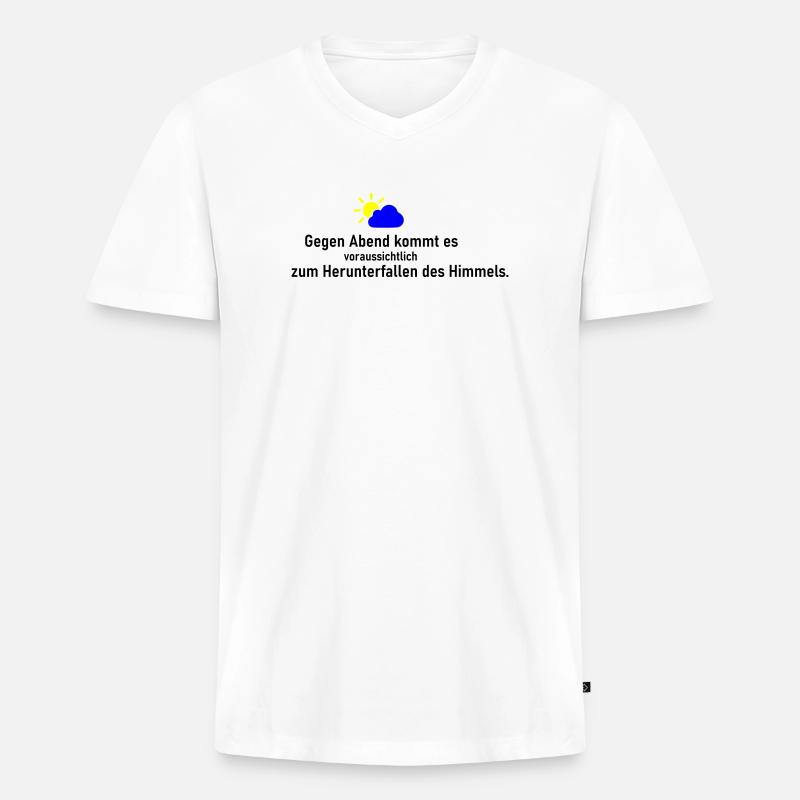Himmel runter - Männer Premium Bio T-Shirt mit V-Ausschnitt - Weiß