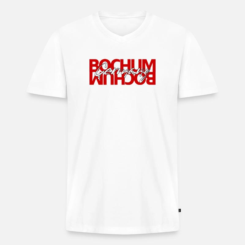 Bochum Germany Script Overlay - Männer Premium Bio T-Shirt mit V-Ausschnitt - Weiß
