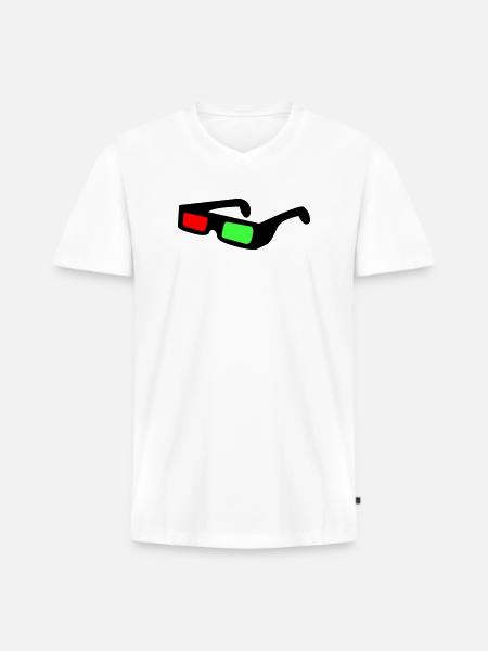 Blocs néon dans le contraste nocturne - T-shirt encolure en V Premium bio Homme - blanc