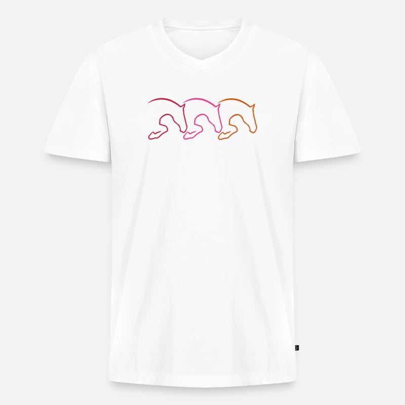 Springpferd - Männer Premium Bio T-Shirt mit V-Ausschnitt - Weiß