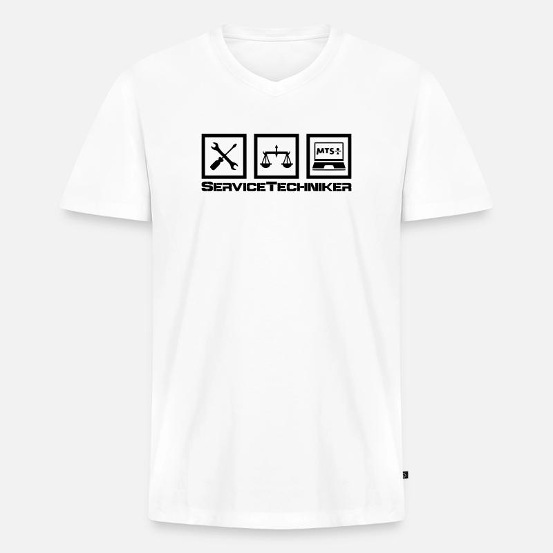 ServiceTech - Männer Premium Bio T-Shirt mit V-Ausschnitt - Weiß
