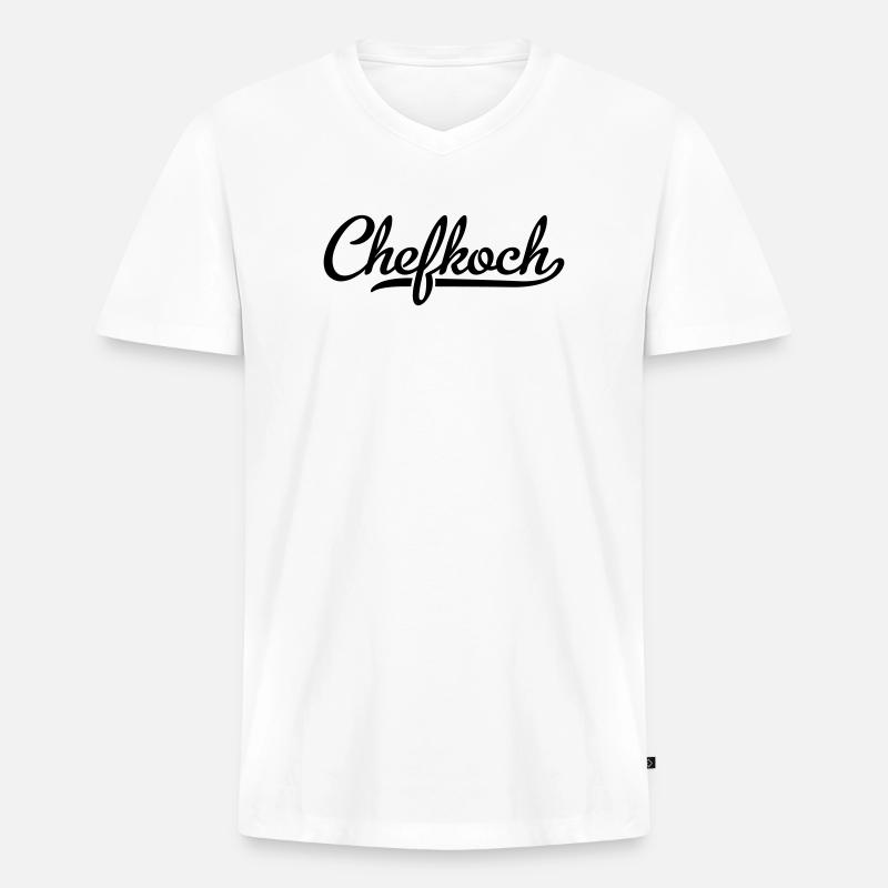 Chefkoch - Männer Premium Bio T-Shirt mit V-Ausschnitt - Weiß