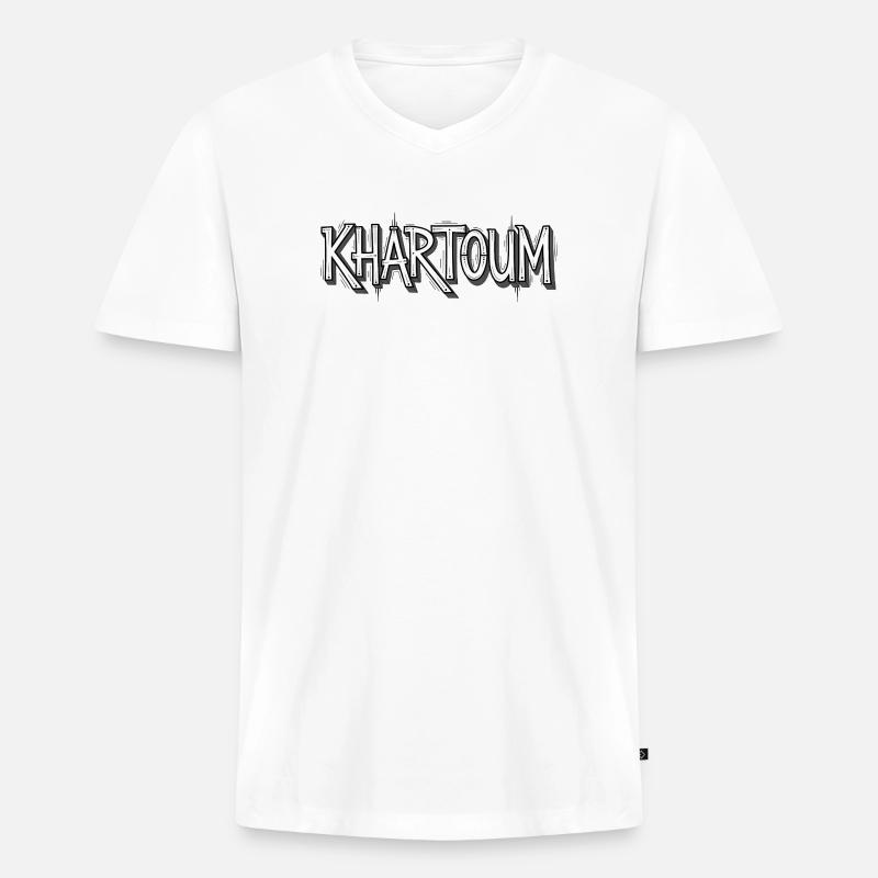 Khartoum Schriftzug im Graffiti-Stil - Männer Premium Bio T-Shirt mit V-Ausschnitt - Weiß