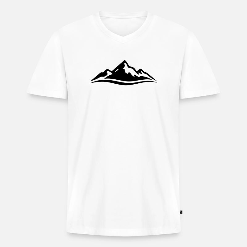 Berg - Männer Premium Bio T-Shirt mit V-Ausschnitt - Weiß