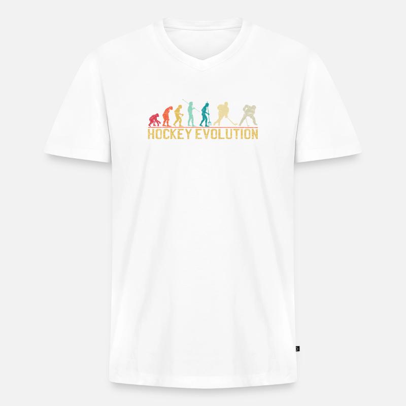 Conception de la silhouette Hockey Evolution - T-shirt encolure en V Premium bio Homme - blanc