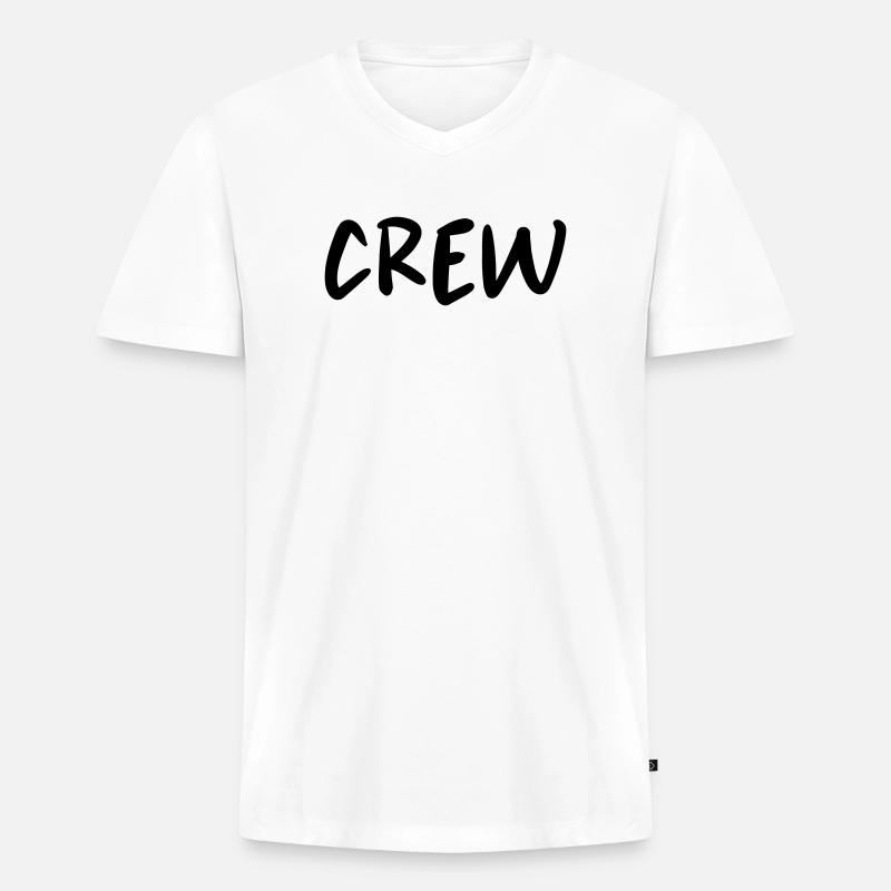 Crew - Männer Premium Bio T-Shirt mit V-Ausschnitt - Weiß
