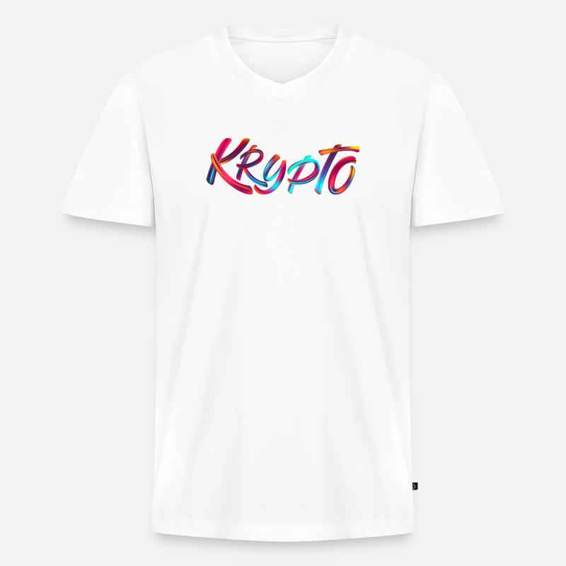Krypto / Crypto - Männer Premium Bio T-Shirt mit V-Ausschnitt - Weiß