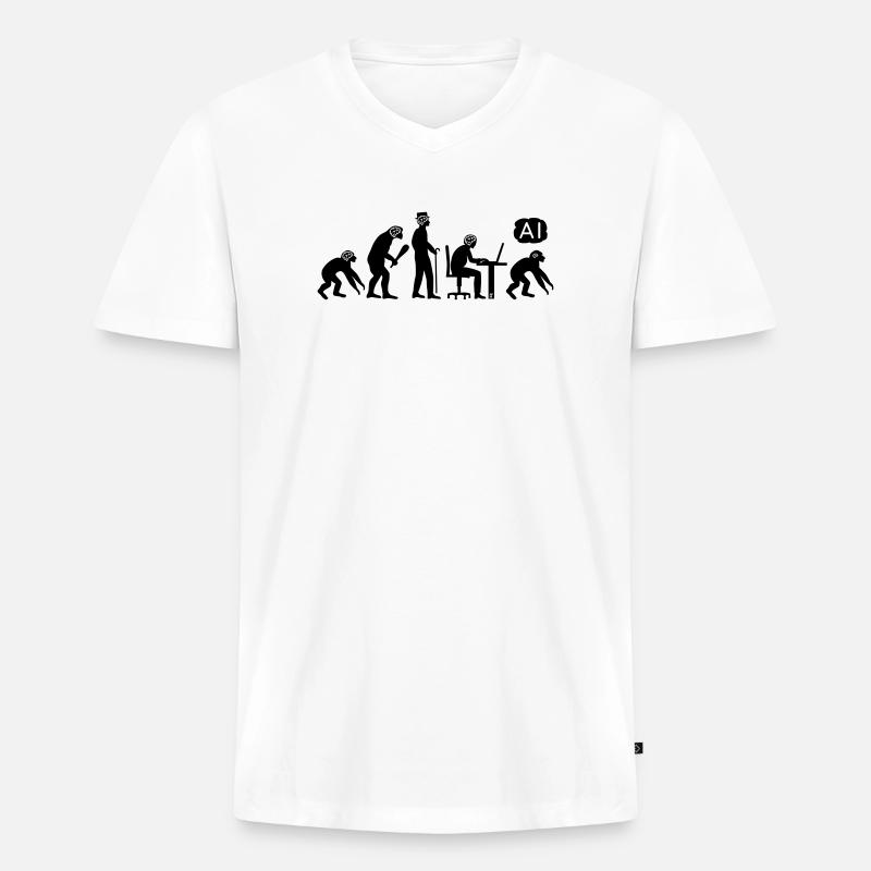 AI-volution - Männer Premium Bio T-Shirt mit V-Ausschnitt - Weiß