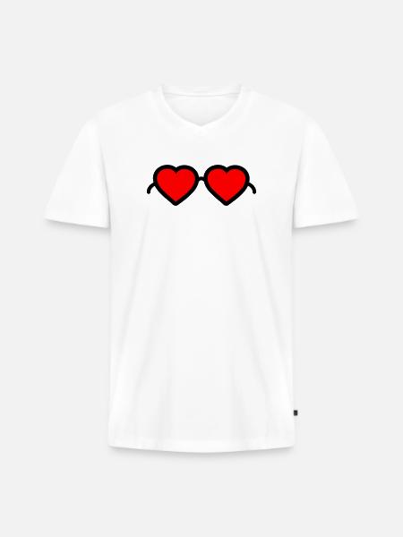Heart Glasses - Men's Premium Organic T-shirt with V-neck - white