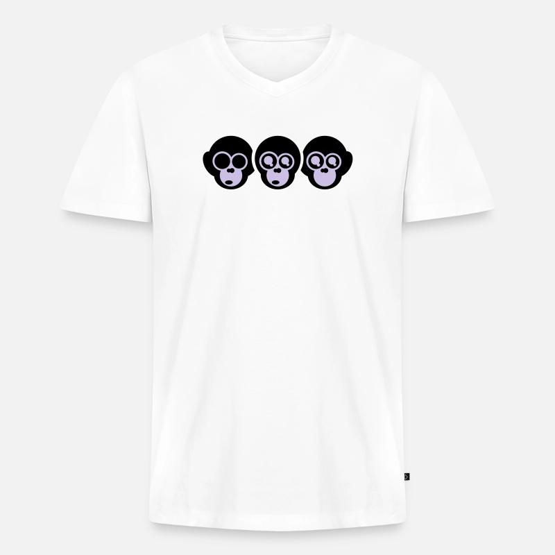 die drei affen - Männer Premium Bio T-Shirt mit V-Ausschnitt - Weiß