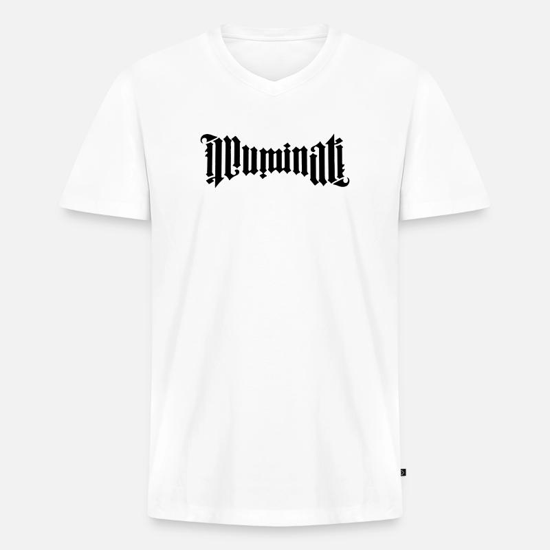 Ambigramm Illuminati - Männer Premium Bio T-Shirt mit V-Ausschnitt - Weiß