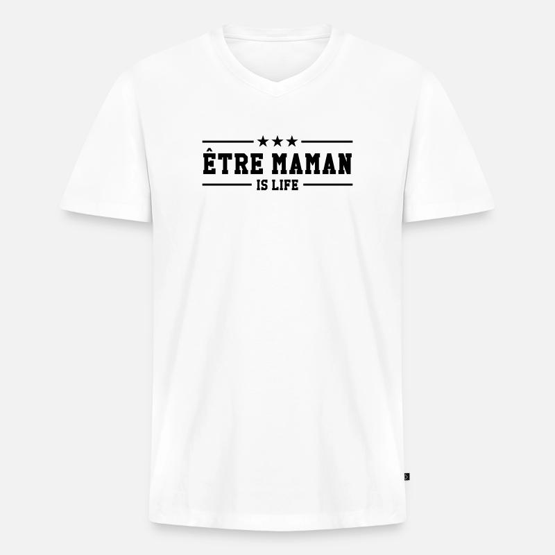 Mutter zu sein ist Leben - Männer Premium Bio T-Shirt mit V-Ausschnitt - Weiß