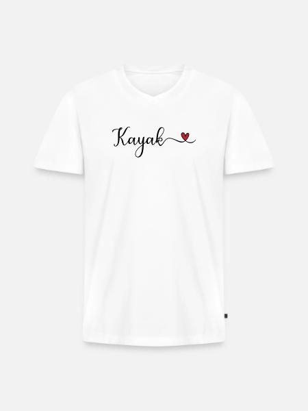Cute Kayak Heart Design - Men's Premium Organic T-shirt with V-neck - white