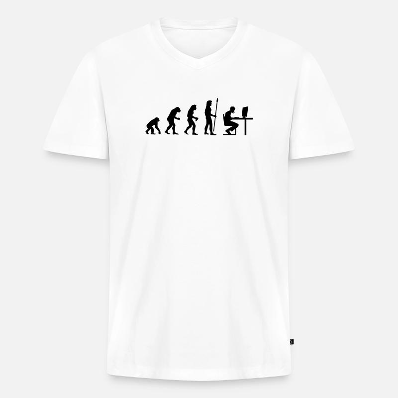 evolution_pc_gamer4 - Männer Premium Bio T-Shirt mit V-Ausschnitt - Weiß