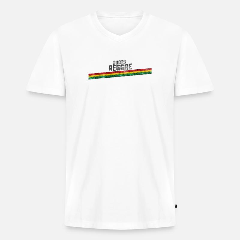 Roots Reggae Farbverlauf Design - Männer Premium Bio T-Shirt mit V-Ausschnitt - Weiß