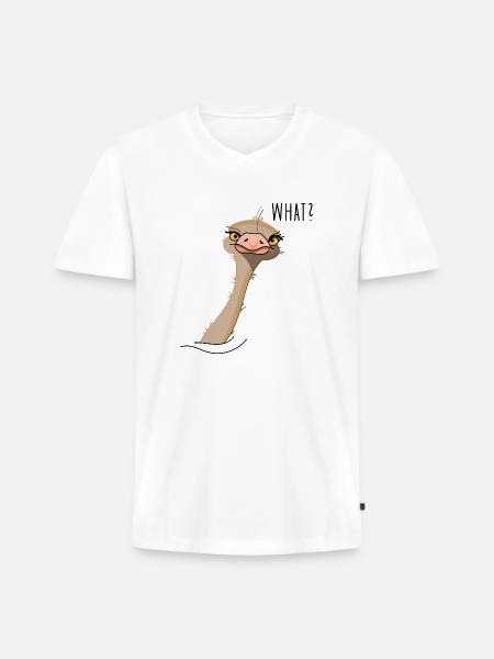 Vogel Strauß lustig - Männer Premium Bio T-Shirt mit V-Ausschnitt - Weiß