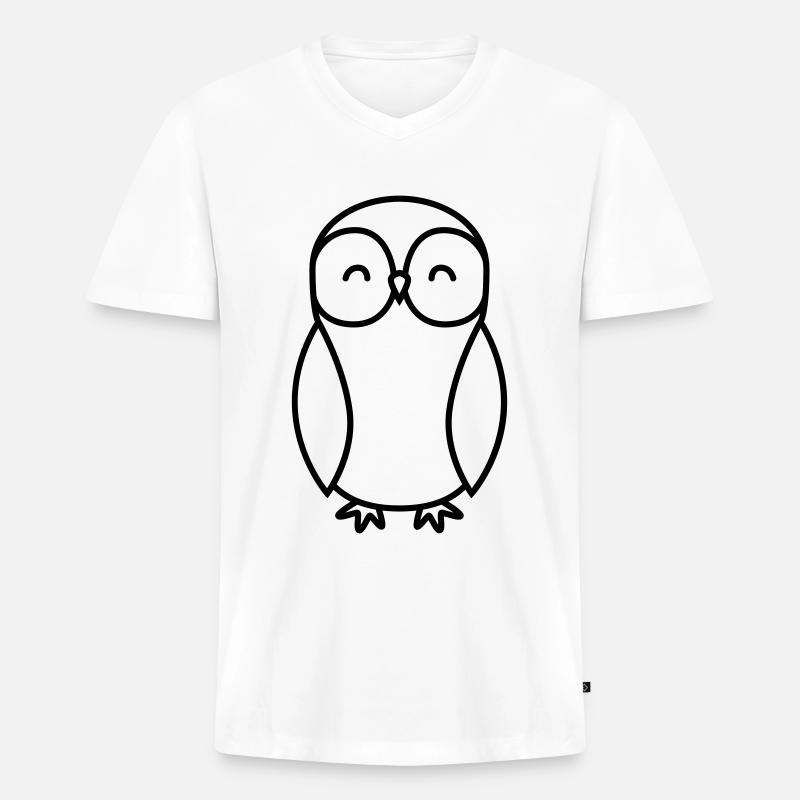 Eule Comic - Männer Premium Bio T-Shirt mit V-Ausschnitt - Weiß