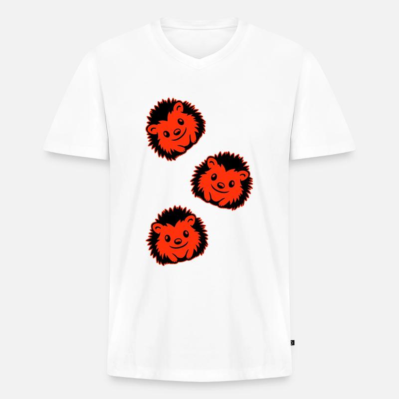 Igel Comic Niedlich - Männer Premium Bio T-Shirt mit V-Ausschnitt - Weiß