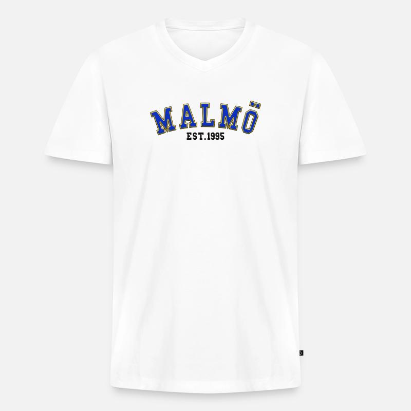 Malmö gegründet 1995 - Männer Premium Bio T-Shirt mit V-Ausschnitt - Weiß